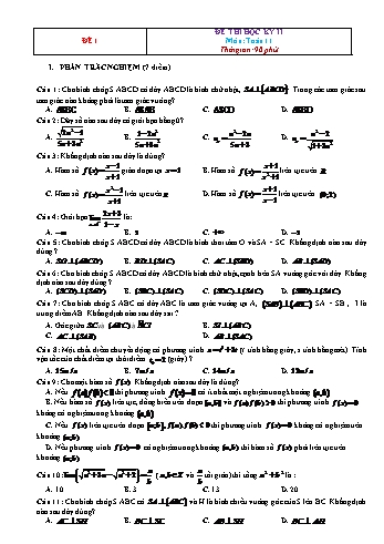 10 Đề thi học kì 2 môn Toán Lớp 11 (Có đáp án)