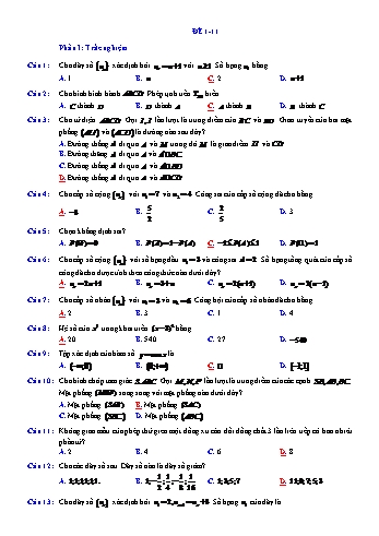 11 Đề ôn thi cuối học kì 1 môn Toán Lớp 11 (Có đáp án)