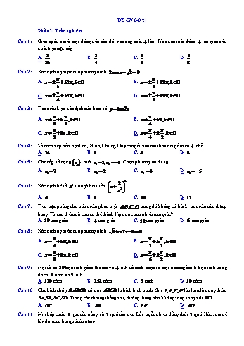 20 Đề ôn tập học kì 1 môn Toán Lớp 11 (Phần 2)