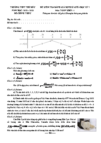 Đề kiểm tra đánh giá định kì giữa học kì 1 môn Toán Lớp 11 - Năm học 2022-2023 - Trường THPT Thủ Đức (Có đáp án)