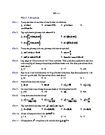 Đề ôn thi cuối học kì 1 môn Toán Lớp 11 - Đề 2 (Có đáp án)