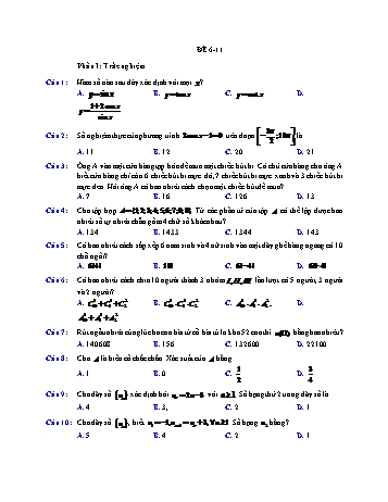 Đề ôn thi cuối học kì 1 môn Toán Lớp 11 - Đề 6 (Có đáp án)