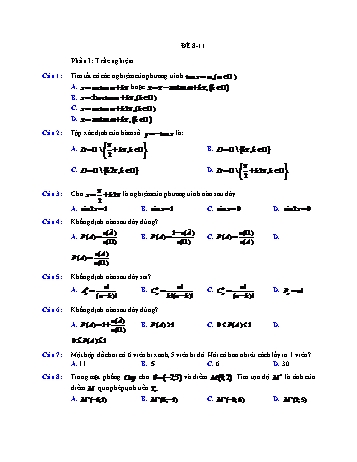 Đề ôn thi cuối học kì 1 môn Toán Lớp 11 - Đề 8 (Có đáp án)