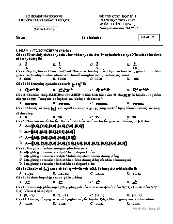 Đề thi cuối học kì 1 môn Toán Lớp 11 (Ca 1) - Mã đề 132 - Năm học 2021-2022 - Trường THPT Đoàn Thượng