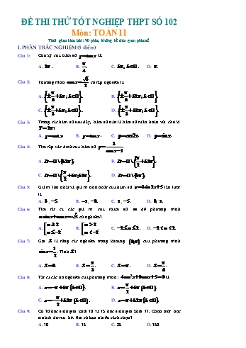 Đề thi thử Tốt nghiệp THPT môn Toán Lớp 11