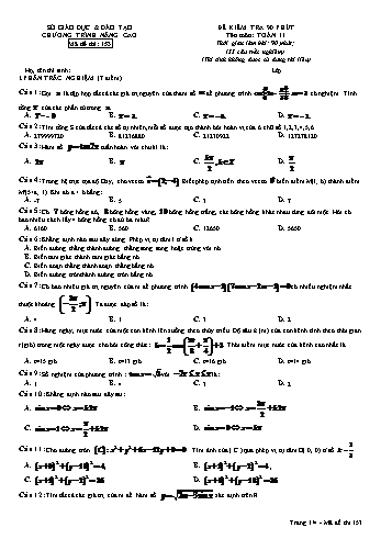 Đề kiểm tra 90 phút môn Toán Lớp 11 - Mã đề 153 (Có đáp án)