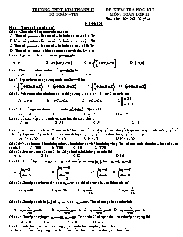 Đề kiểm tra học kì 1 môn Toán Lớp 11 - Mã đề 576 - Trường THPT Kim Thành 2 (Có đáp án)