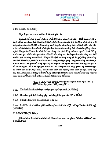 Đề kiểm tra học kì 1 Ngữ văn Lớp 11 - Đề 4 (Có hướng dẫn chấm)
