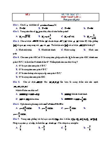 Đề thi học kì 1 môn Toán Lớp 11 - Đề 3 (Có đáp án)