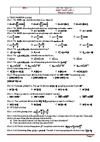 Đề thi học kì 1 môn Toán Lớp 11 - Đề 6 (Có đáp án)