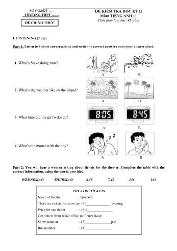 Đề kiểm tra học kì 2 Tiếng Anh Lớp 11 (Có đáp án)