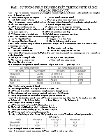 Bài tập trắc nghiệm Địa lí Lớp 11 - Bài 1-11 (Có đáp án)