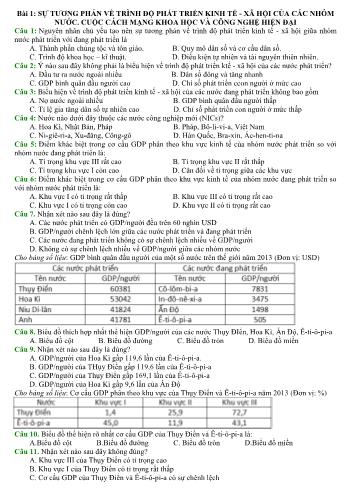 Bài tập trắc nghiệm ôn tập học kì 1 Địa lí Lớp 11 - Bài 1-7 (Có đáp án)