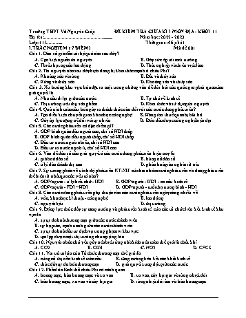 Đề kiểm tra giữa học kì 1 Địa lí Lớp 11 - Mã đề 001 - Năm học 2022-2023 - Trường THPT Võ Nguyên Giáp