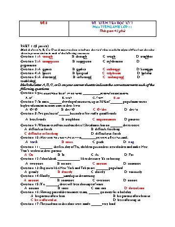 Đề kiểm tra học kì 1 Tiếng Anh Lớp 11 - Đề 8 (Có đáp án)