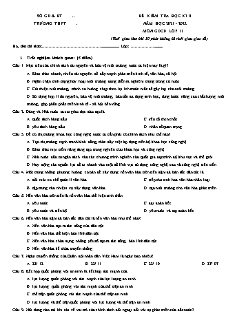 Đề kiểm tra học kì 2 Giáo dục công dân Lớp 11 - Đề 1 - Năm học 2021-2022 (Có đáp án)