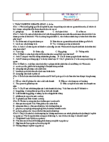 Đề thi học kì 2 Giáo dục công dân Khối 11 - Đề 2 (Có đáp án)