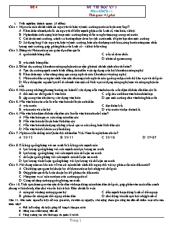 Đề thi học kì 2 Giáo dục công dân Khối 11 - Đề 4 (Có đáp án)