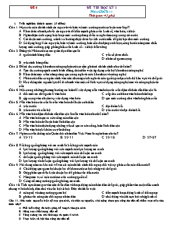 Đề thi học kì 2 Giáo dục công dân Lớp 11 - Đề 4 (Có đáp án)