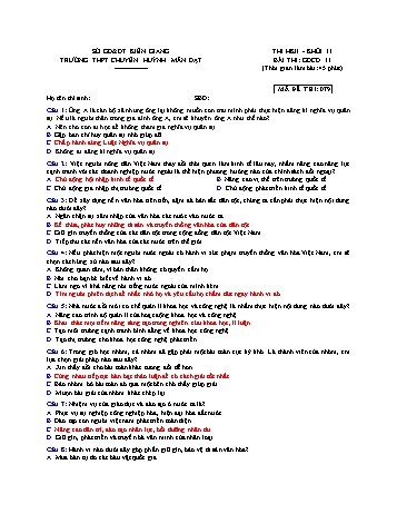 Đề thi học kì 2 Giáo dục công dân Lớp 11 - Mã đề 079 - Trường THPT chuyên Huỳnh Mẫn Đạt (Có đáp án)
