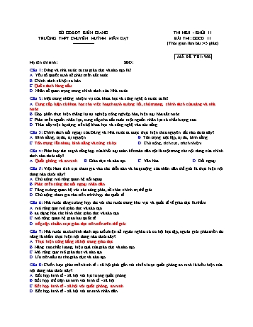 Đề thi học kì 2 Giáo dục công dân Lớp 11 - Mã đề 956 - Trường THPT chuyên Huỳnh Mẫn Đạt (Có đáp án)