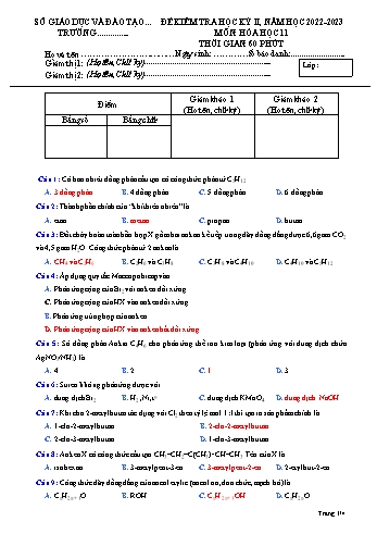 Đề kiểm tra học kì 2 Hóa học Lớp 11 - Đề 3 - Năm học 2022-2023 (Có đáp án)