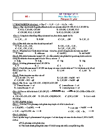 Đề thi học kì 2 Hóa học Lớp 11 - Đề 1 (Có đáp án)