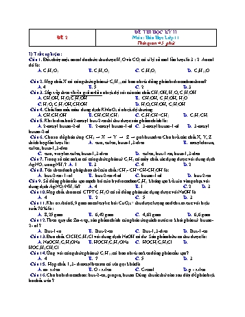Đề thi học kì 2 Hóa học Lớp 11 - Đề 2 (Có đáp án)
