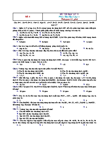 Đề thi học kì 2 Hóa học Lớp 11 - Đề 4 (Có đáp án)