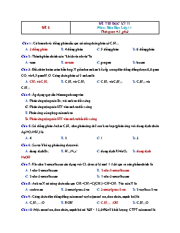 Đề thi học kì 2 Hóa học Lớp 11 - Đề 5 (Có đáp án)