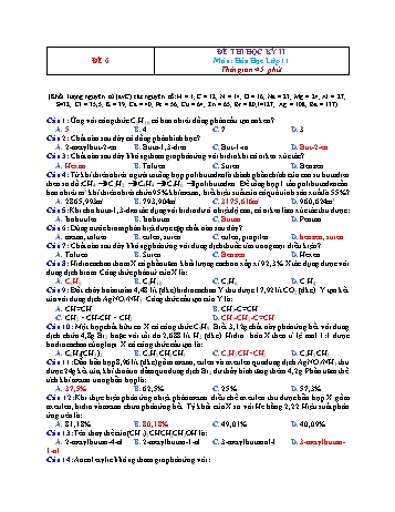 Đề thi học kì 2 Hóa học Lớp 11 - Đề 6 (Có đáp án)