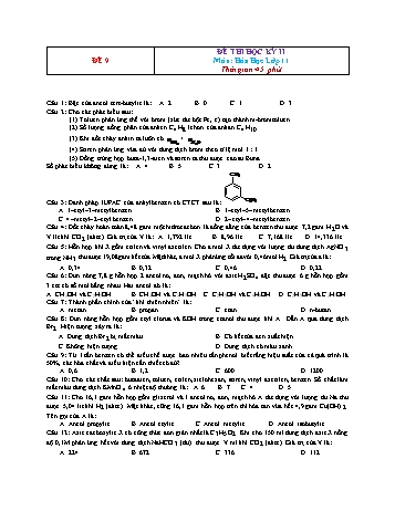 Đề thi học kì 2 Hóa học Lớp 11 - Đề 9 (Có đáp án)