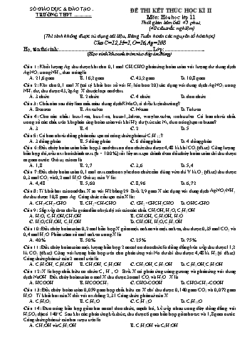 Đề thi kết thúc học kì 2 Hóa học Lớp 11 - Năm học 2022-2023