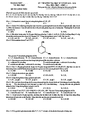 Kỳ thi kiểm tra học kì 2 Hóa học Lớp 11 - Năm học 2022-2023