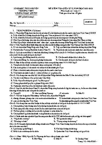 Đề kiểm tra giữa kỳ 2 Lịch sử Lớp 11 - Mã đề 001 - Năm học 2022-2023 - Trường THPT Lương Ngọc Quyến