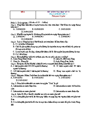 Đề kiểm tra học kì 2 Lịch sử Lớp 11 - Đề 5 (Có đáp án)