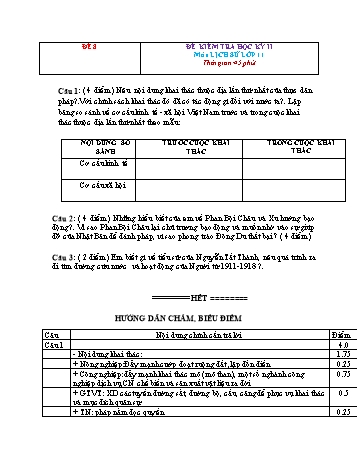 Đề kiểm tra học kì 2 Lịch sử Lớp 11 - Đề 8 (Có đáp án)