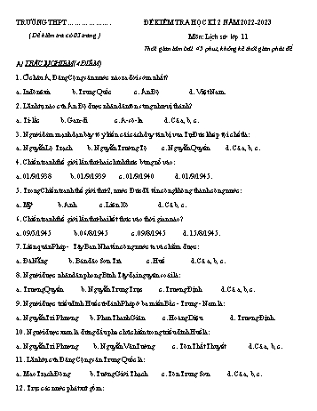 Đề kiểm tra học kì 2 Lịch sử Lớp 11 - Năm học 2022-2023
