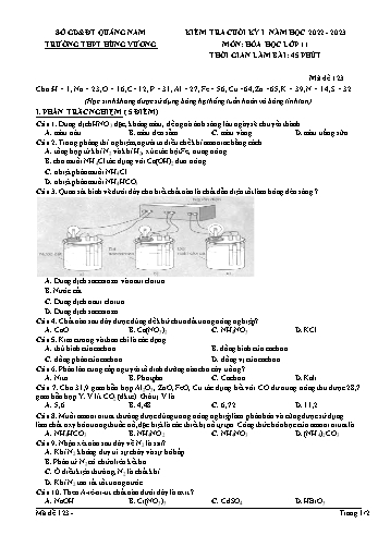 Kiểm tra cuối kì 1 Hóa học Lớp 11 - Năm học 2022-2023 - Trường THPT Hùng Vương