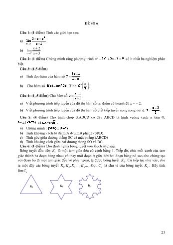 Đề thi học kì 2 Toán Lớp 11 - Đề số 6 - Năm học 2022-2023 (Có đáp án)