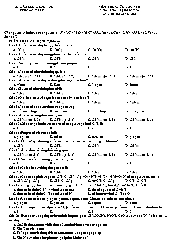 Kiểm tra giữa học kì 2 Hóa học Lớp 11 - Đề 1 - Năm học 2022-2023 (Có đáp án)