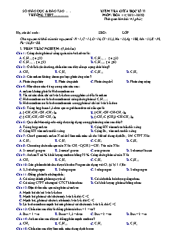 Kiểm tra giữa học kì 2 Hóa học Lớp 11 - Đề 2 - Năm học 2021-2022