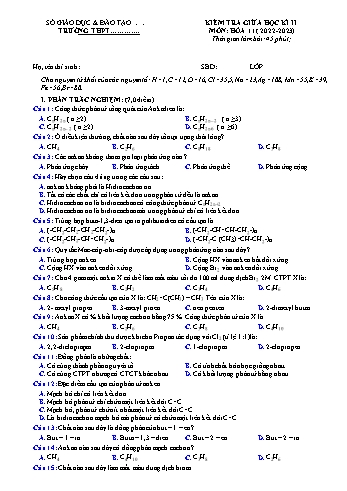 Kiểm tra giữa học kì 2 Hóa học Lớp 11 - Đề 3 - Năm học 2022-2023