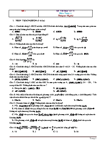 10 Đề thi học kì 2 Toán Lớp 11 (Có đáp án và thang điểm)