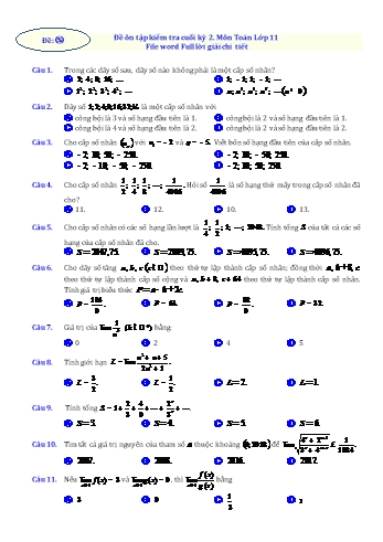 Đề ôn tập kiểm tra cuối kỳ 2 Toán Lớp 11 - Đề 5 (Có lời giải chi tiết)