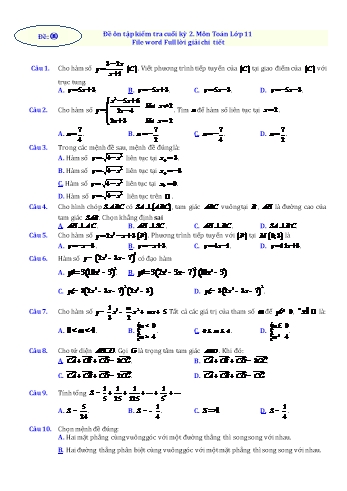 Đề ôn tập kiểm tra cuối kỳ 2 Toán Lớp 11 - Đề 8 (Có lời giải chi tiết)